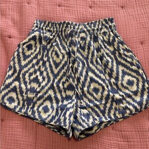High Waist Blue and White Patterned Women's Shorts